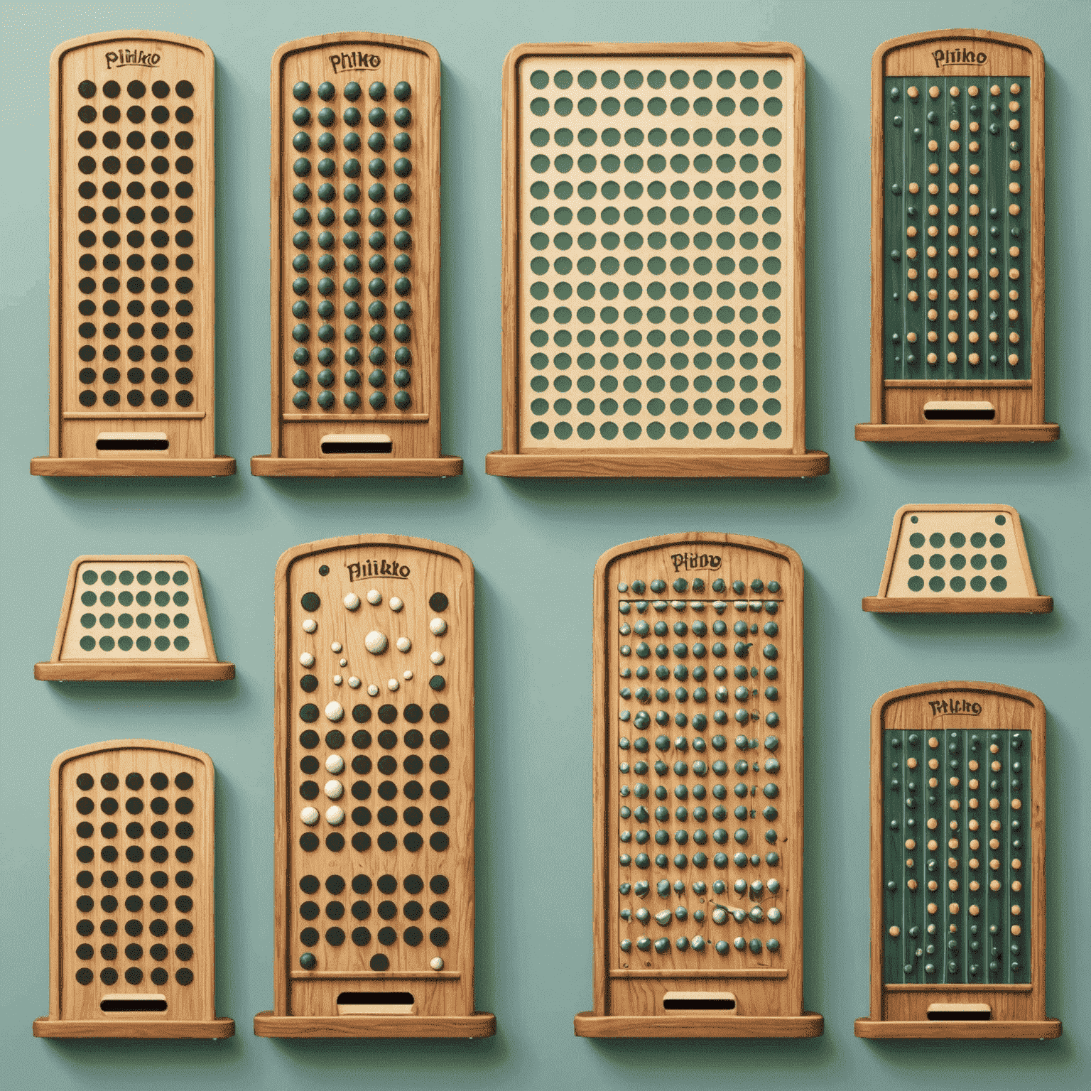 Illustration de différentes variations de plateaux Plinko, avec des thèmes uniques et des obstacles intéressants pour pimenter le jeu.